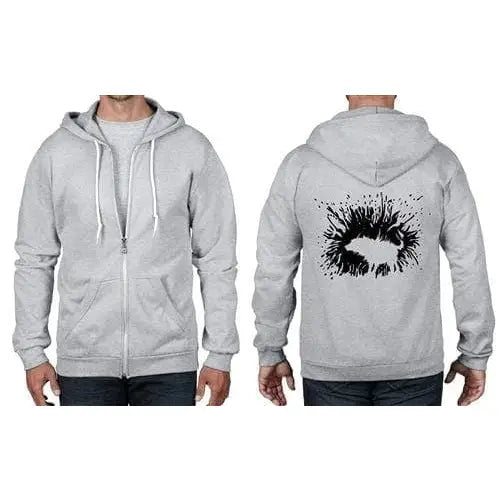 Banksy Shaking Dog Full Zip Hoodie XXL / Heather Grey