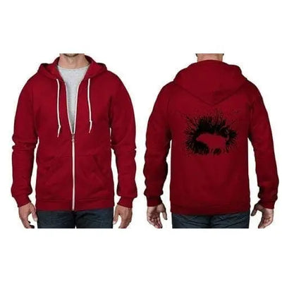 Banksy Shaking Dog Full Zip Hoodie XXL / Red