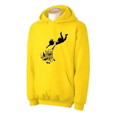 Banksy Shop Til You Drop Hoodie M / Yellow