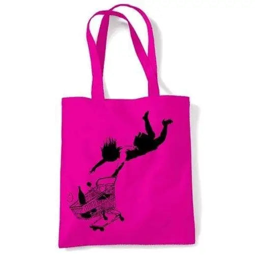 Banksy Shop Til You Drop Shoulder Bag Dark Pink