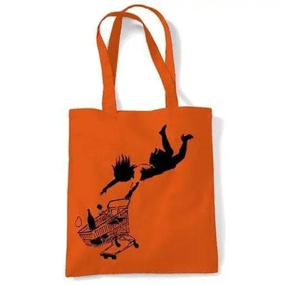 Banksy Shop Til You Drop Shoulder Bag Orange