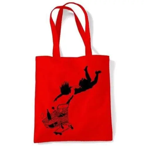 Banksy Shop Til You Drop Shoulder Bag Red