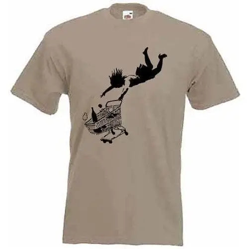 Banksy Shop Til You Drop T-Shirt Khaki / L