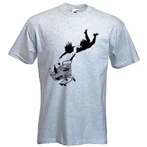 Banksy Shop Til You Drop T-Shirt Light Grey / L