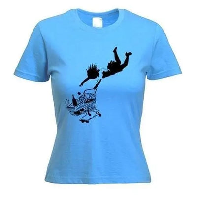 Banksy Shop Til You Drop Women's T-Shirt XL / Light Blue