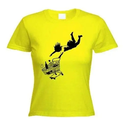 Banksy Shop Til You Drop Women's T-Shirt XL / Yellow
