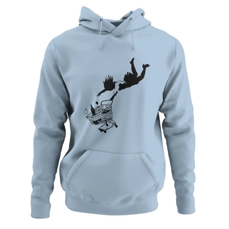 Banksy Shopping Trollies Hoodie - S / Light Blue - Hoodie