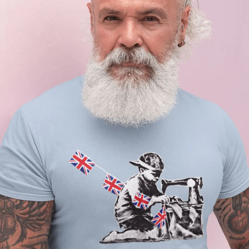 Banksy Slave Labour Sewing Machine Boy Men&