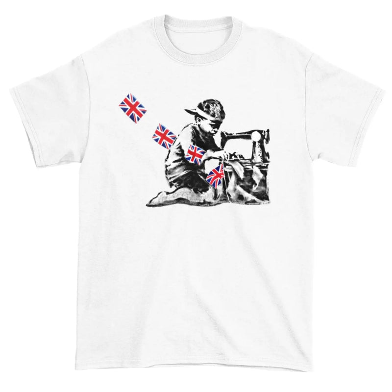 Banksy Slave Labour Sewing Machine Boy Men&
