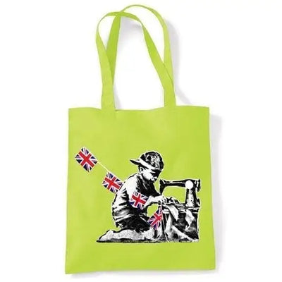 Banksy Slave Labour Shoulder Bag Lime Green