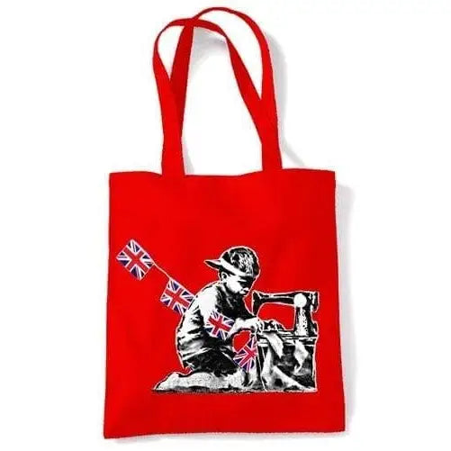 Banksy Slave Labour Shoulder Bag Red