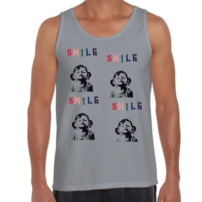 Banksy Smile Men's Tank Vest Top XXL / Light Grey