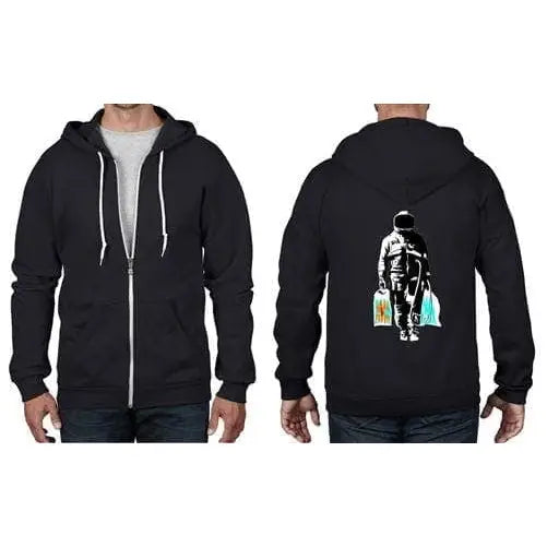 Banksy Spaceman Full Zip Hoodie 3XL / Black