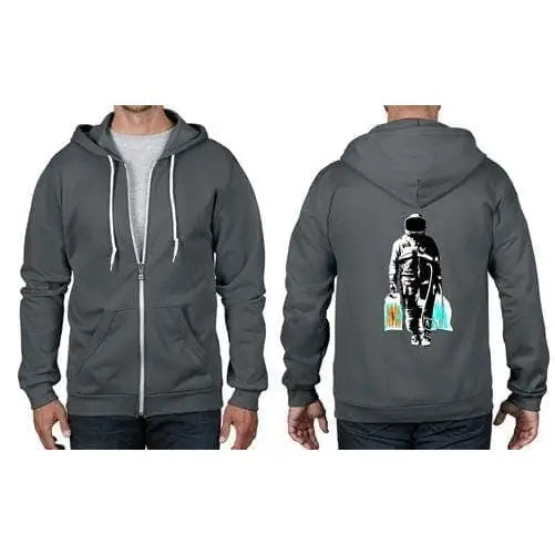 Banksy Spaceman Full Zip Hoodie 3XL / Charcoal