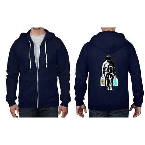 Banksy Spaceman Full Zip Hoodie 3XL / Navy Blue