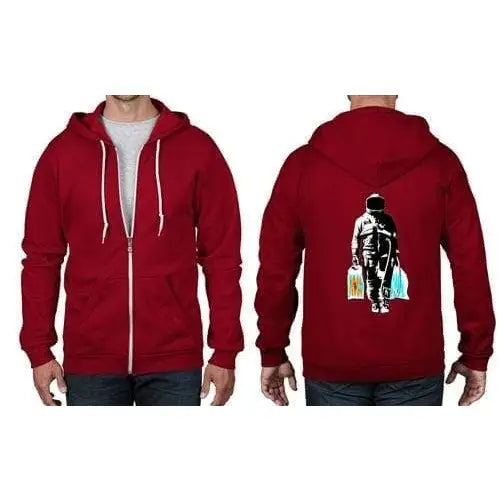 Banksy Spaceman Full Zip Hoodie 3XL / Red