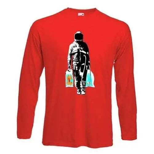 Banksy Spaceman Long Sleeve T-Shirt XXL / Red