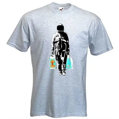 Banksy Spaceman Men's T-Shirt XXL / Light Grey