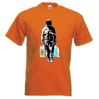 Banksy Spaceman Men's T-Shirt XXL / Orange