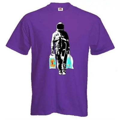 Banksy Spaceman Men's T-Shirt XXL / Purple
