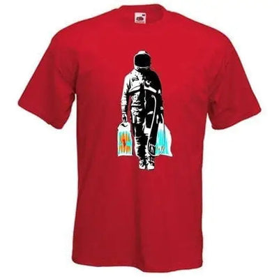 Banksy Spaceman Men's T-Shirt XXL / Red