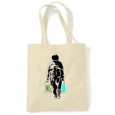 Banksy Spaceman Shoulder Bag Cream