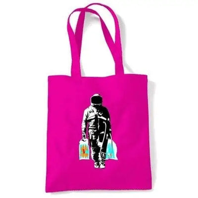Banksy Spaceman Shoulder Bag Dark Pink