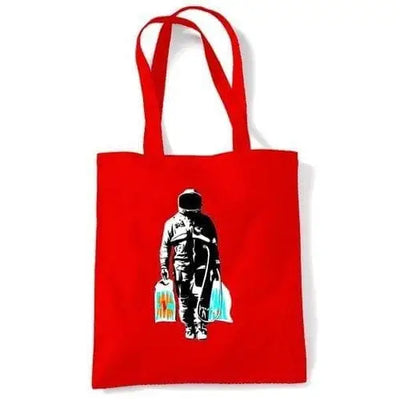 Banksy Spaceman Shoulder Bag Red