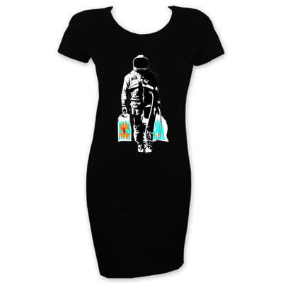 Banksy Spaceman With Shopping T Shirt Dress