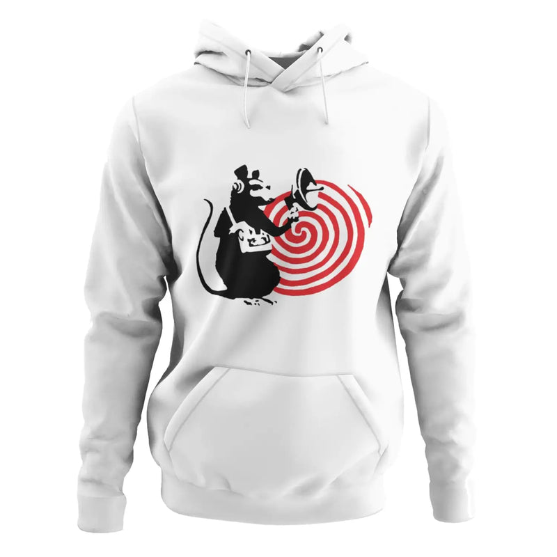 Banksy Speaker Rat Hoodie - S / White - Hoodie