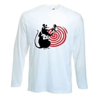 Banksy Speaker Rat Long Sleeve T-Shirt L / White