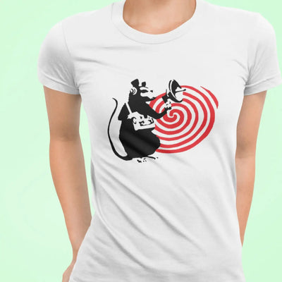 Banksy Speaker Rat Womens T-Shirt