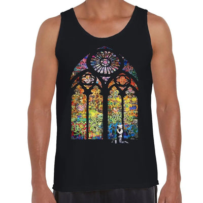 Banksy Stained Glass Church Window Men's Tank Vest Top L