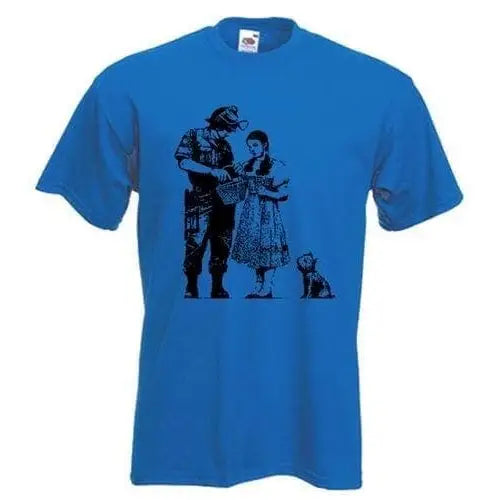 Banksy Stop And Search Mens T-Shirt L / Royal Blue