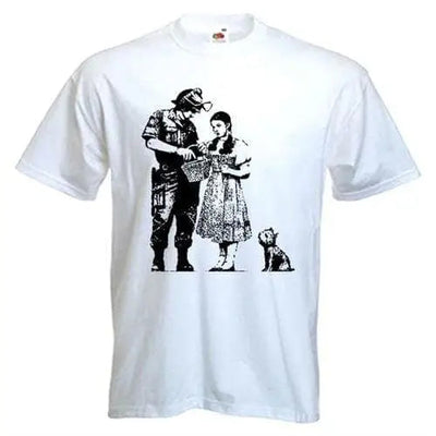 Banksy Stop And Search Mens T-Shirt L / White