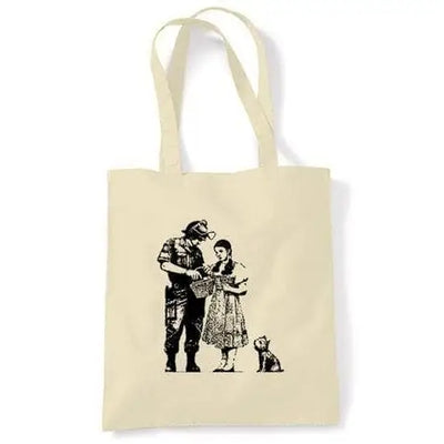 Banksy Stop And Search Shoulder Bag Cream