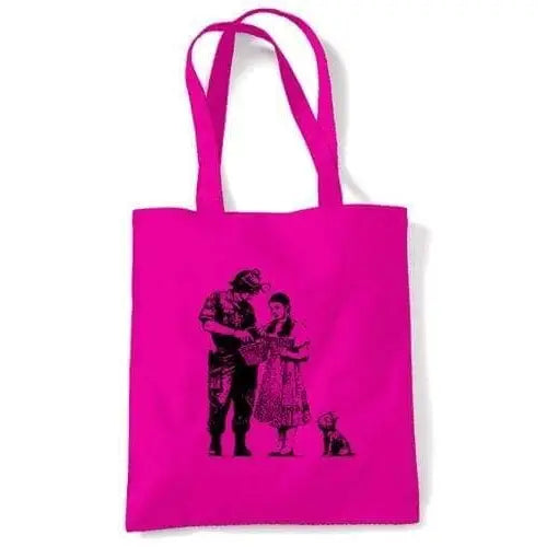 Banksy Stop And Search Shoulder Bag Dark Pink