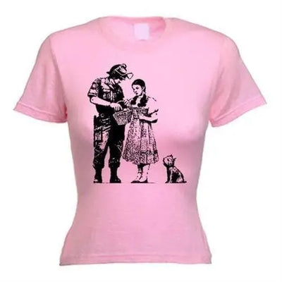 Banksy Stop And Search Womens T-Shirt M / Light Pink