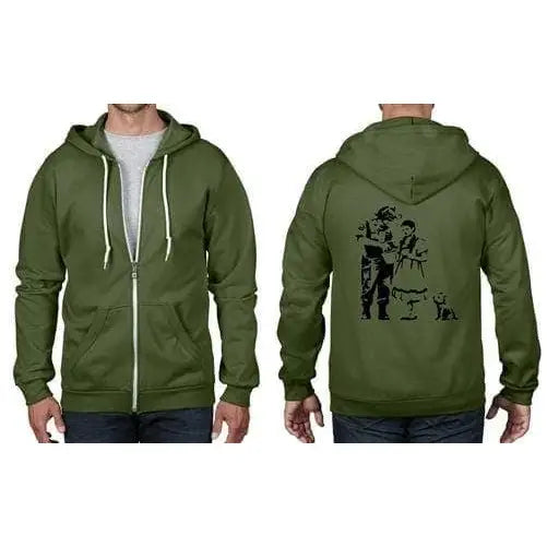 Banksy Stop & Search Full Zip Hoodie XXL / City Green