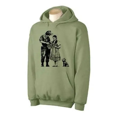 Banksy Stop & Search Hoodie L / Khaki