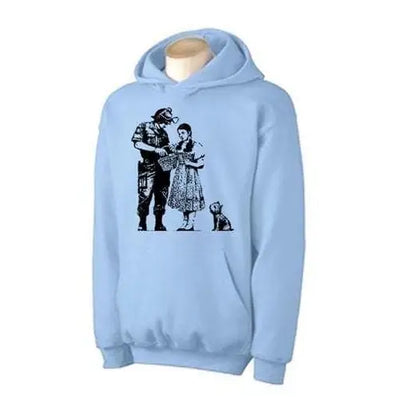 Banksy Stop & Search Hoodie L / Light Blue