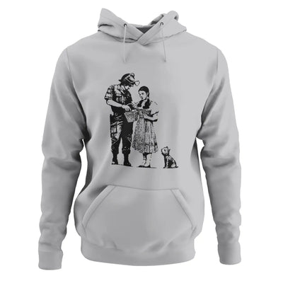 Banksy Stop & Search Hoodie - L / Light Grey - Hoodie