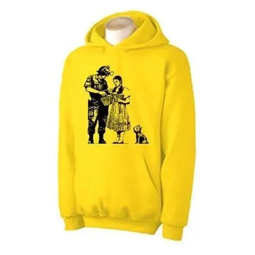 Banksy Stop & Search Hoodie L / Yellow