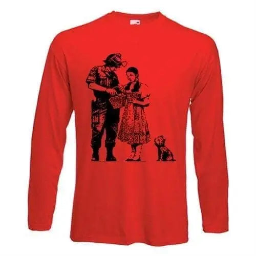 Banksy Stop & Search Long Sleeve T-Shirt XXL / Red