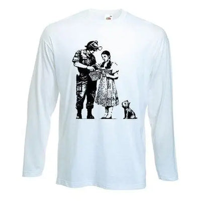 Banksy Stop & Search Long Sleeve T-Shirt XXL / White