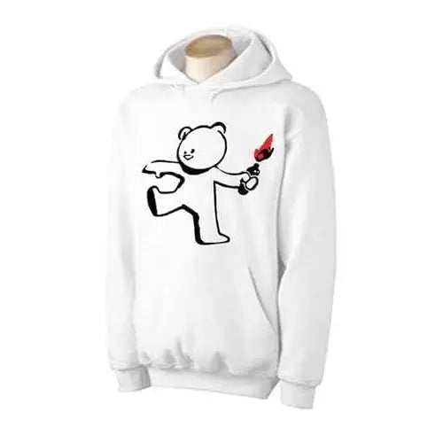 Banksy Teddy Bomber Hoodie L / White