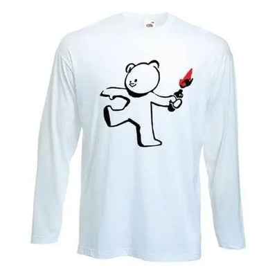 Banksy Teddy Bomber Long Sleeve T-Shirt L / White