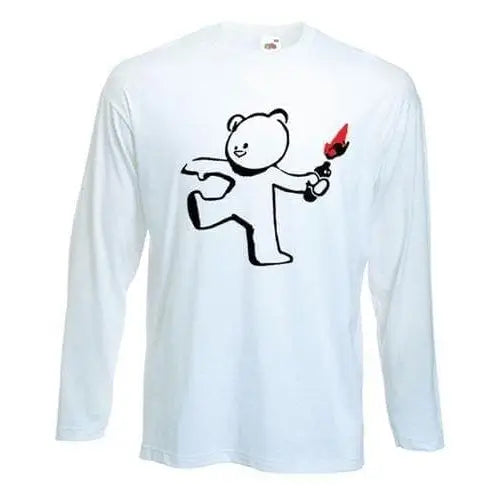 Banksy Teddy Bomber Long Sleeve T-Shirt L / White