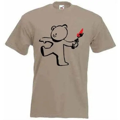 Banksy Teddy Bomber Mens T-Shirt M / Khaki