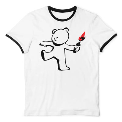Banksy Teddy Bomber Ringer T-Shirt S